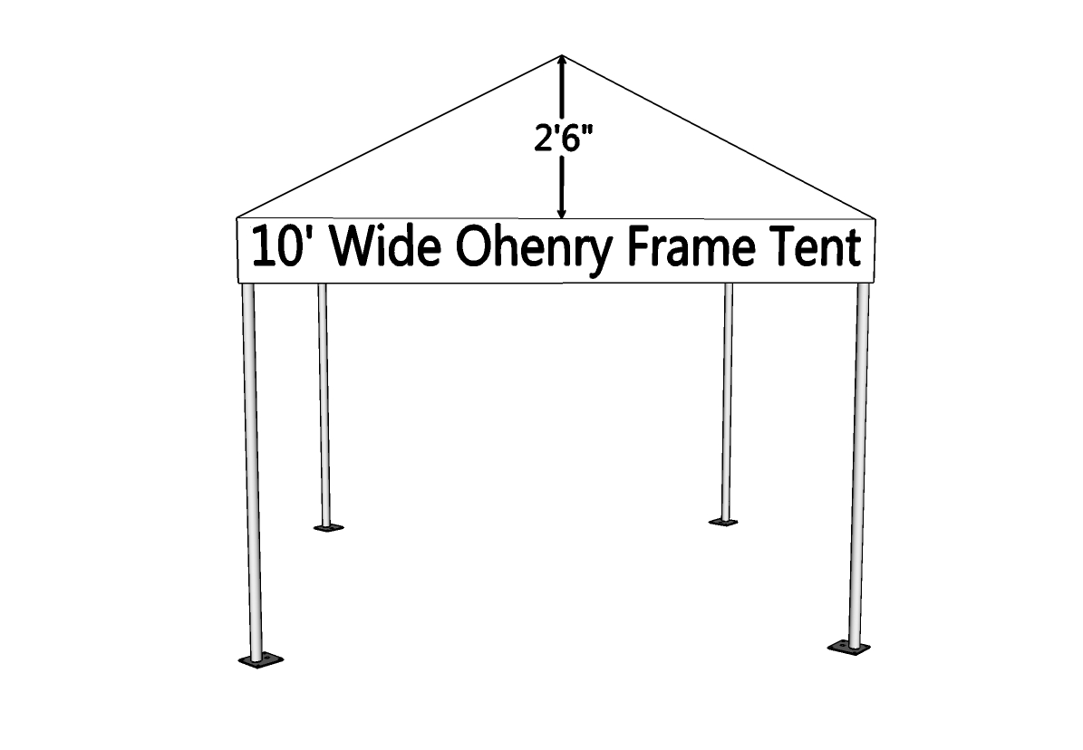 10x10 frame tent side view